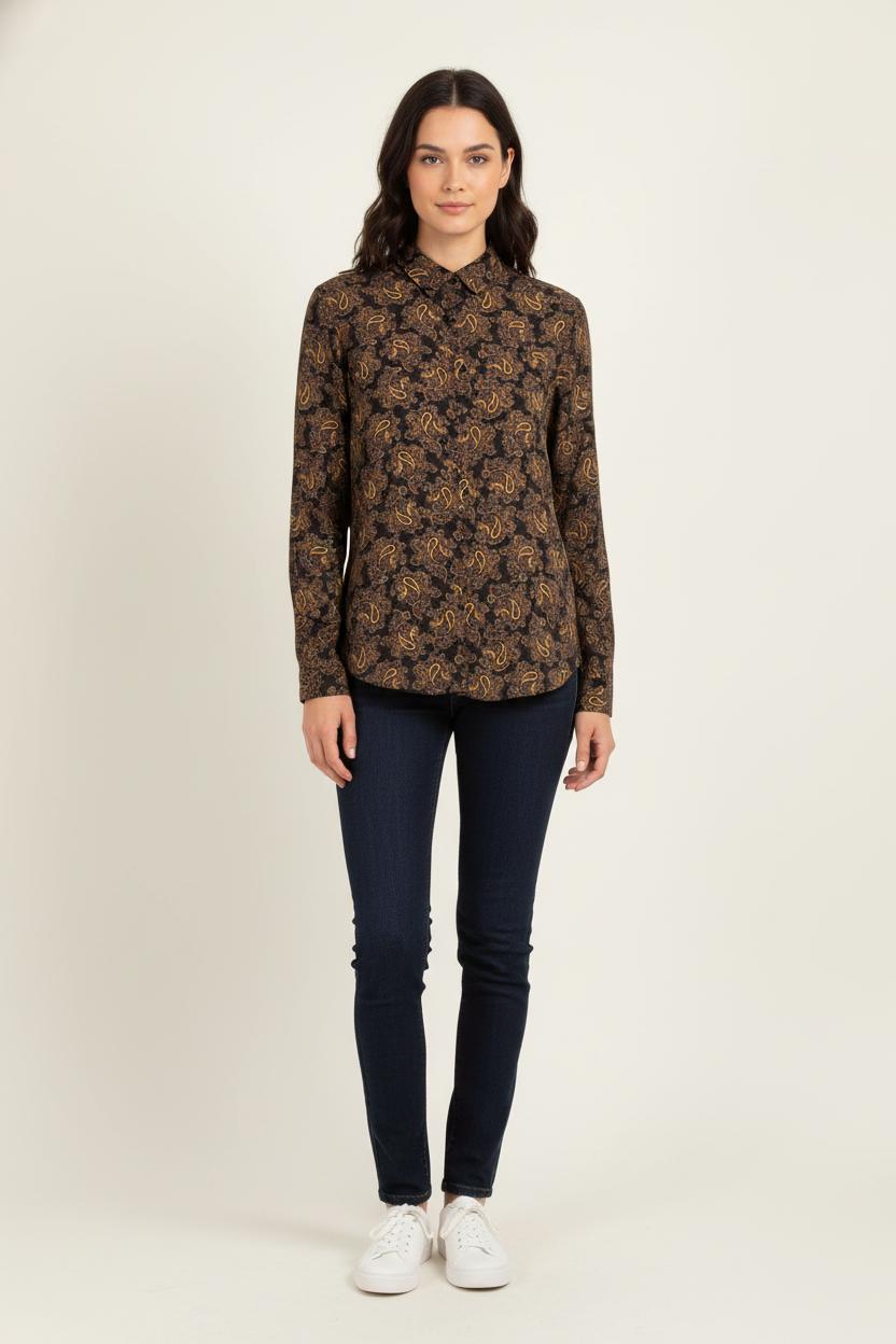 Chemise Marron et Jaune - Taille S/36 de la marque The Kooples | PARAD81820 - Vendu par Paradigme - Image 1