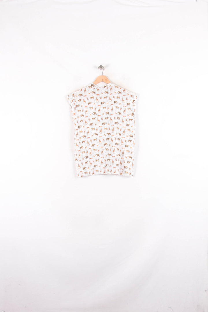 Chemisier Blanc et Marron - Taille M/38 de la marque La Fée Maraboutée | PARAD81825 - Vendu par Paradigme - Image 4