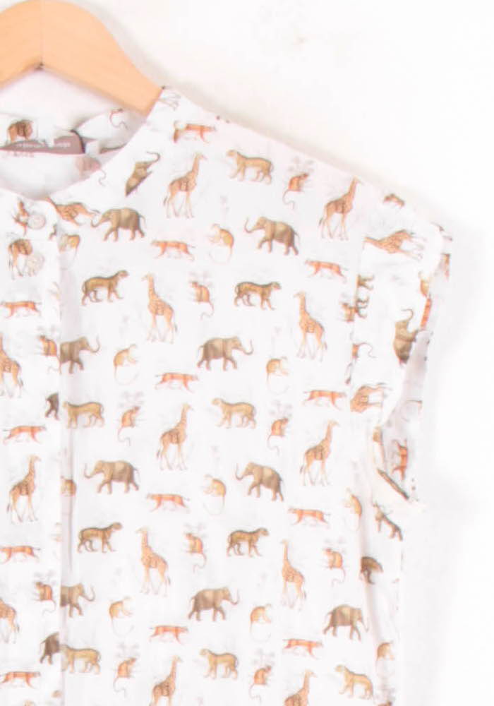 Chemisier Blanc et Marron - Taille M/38 de la marque La Fée Maraboutée | PARAD81825 - Vendu par Paradigme - Image 3