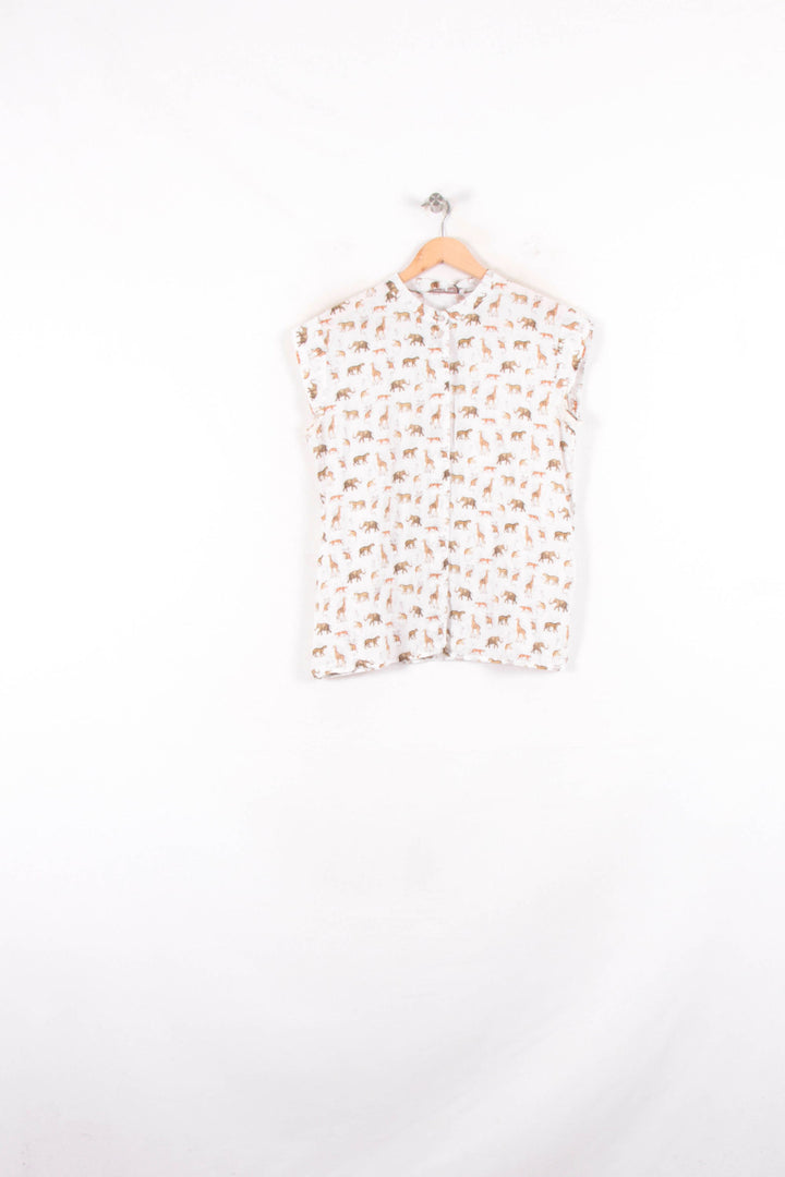 Chemisier Blanc et Marron - Taille M/38 de la marque La Fée Maraboutée | PARAD81825 - Vendu par Paradigme - Image 2