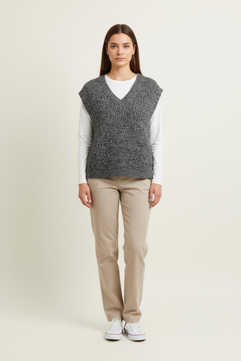 Pull Sans Manches Noir et Gris - Taille S/36 de la marque Caroll | PARAD81835 - Vendu par Paradigme - Image 1