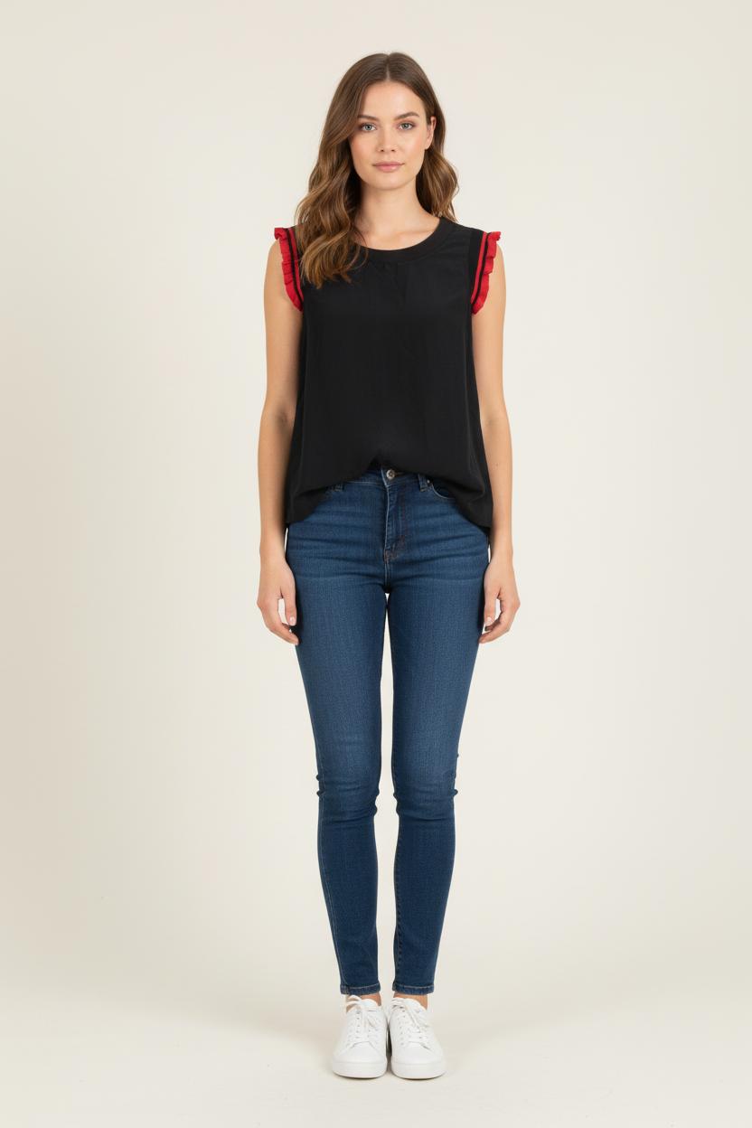 Top Bleu et Rouge - Taille M/38 de la marque Claudie Pierlot | PARAD81868 - Vendu par Paradigme - Image 1