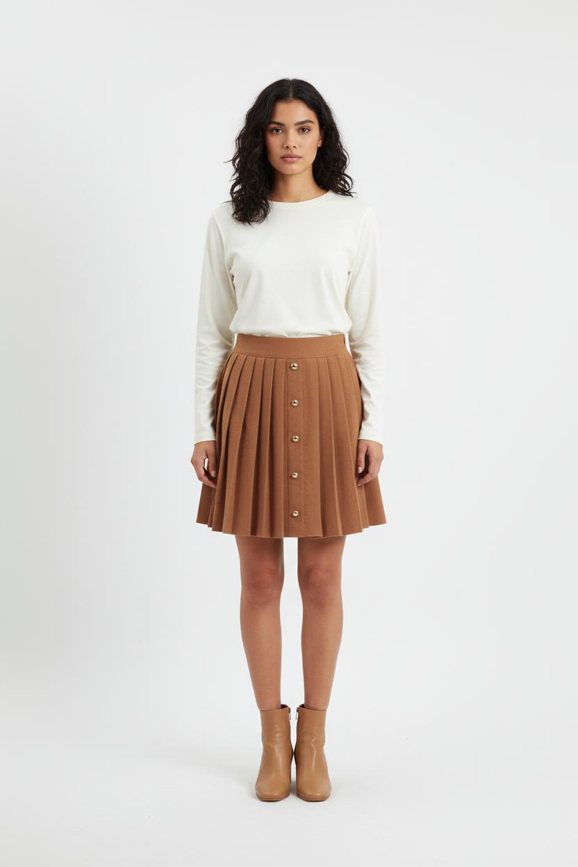 Jupe Plissée Marron - Taille L/40 de la marque Tara Jarmon | PARAD81871 - Vendu par Paradigme - Image 1