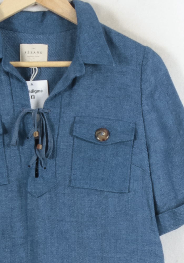 Robe Chemise Bleue - Taille M/38 de la marque Sézane | PARAD81872 - Vendu par Paradigme - Image 3