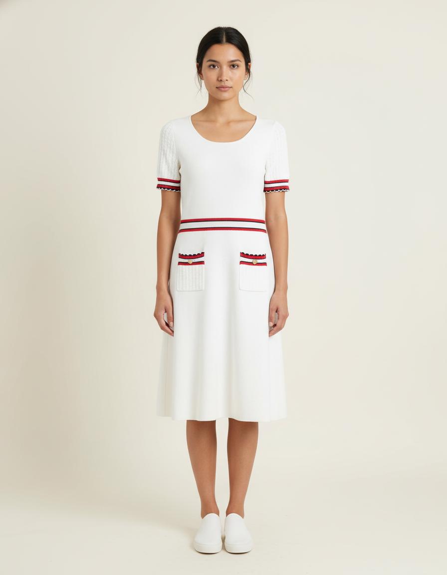 Robe Courte Blanche et Rouge - Taille S/36 de la marque Sandro | PARAD81874 - Vendu par Paradigme - Image 1