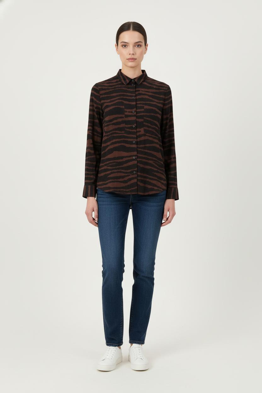 Chemise Marron et Noire - Taille S/36 de la marque Samsoe Samsoe | PARAD81892 - Vendu par Paradigme - Image 1