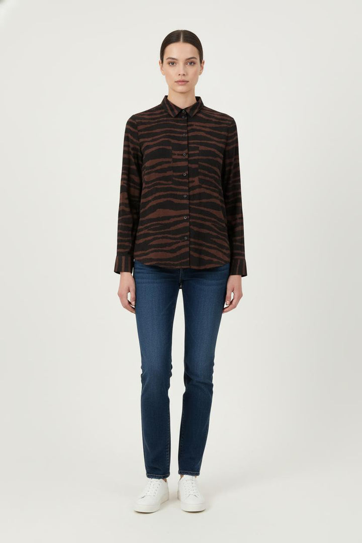 Chemise Marron et Noire - Taille S/36 de la marque Samsoe Samsoe | PARAD81892 - Vendu par Paradigme - Image 1