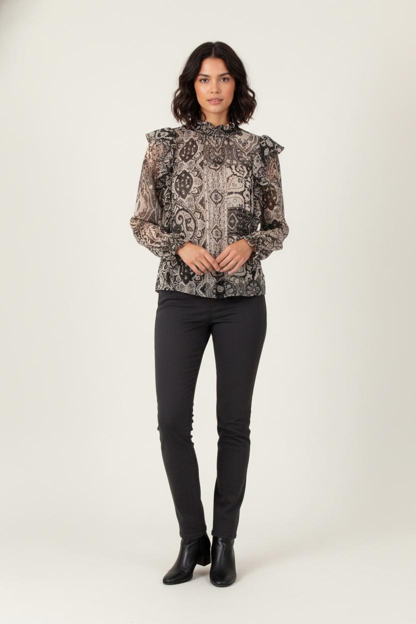 Blouse Noire et Blanche - Taille M/38 de la marque IKKS | PARAD81896 - Vendu par Paradigme - Image 1