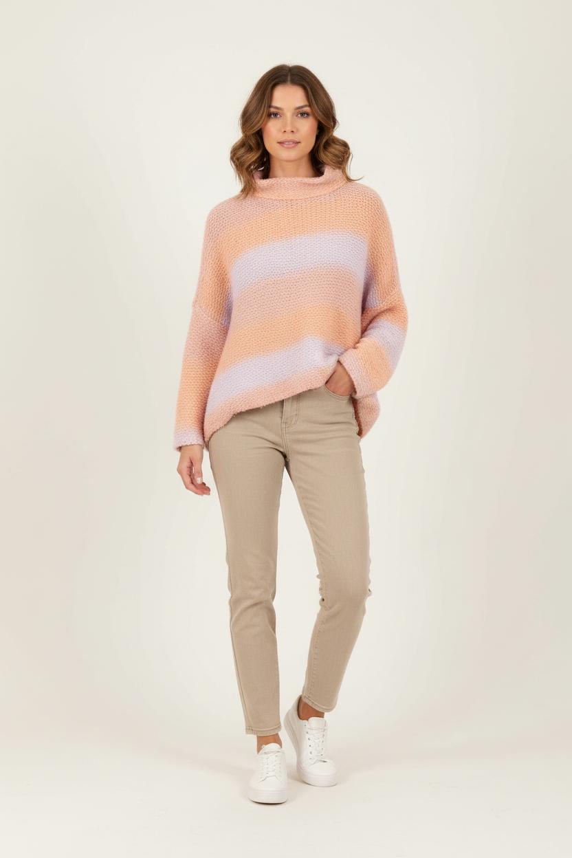 Pull Orange et Violet - Taille S/36 de la marque La Fée Maraboutée | PARAD81908 - Vendu par Paradigme - Image 1