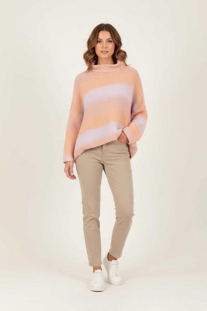 Pull Orange et Violet - Taille S/36 de la marque La Fée Maraboutée | PARAD81908 - Vendu par Paradigme - Image 1