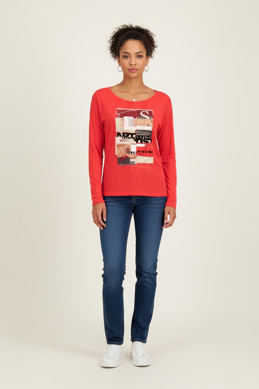 Tee-shirt manches longues rouge - Taille M/38 de la marque One Step | PARAD81921 - Vendu par Paradigme - Image 1