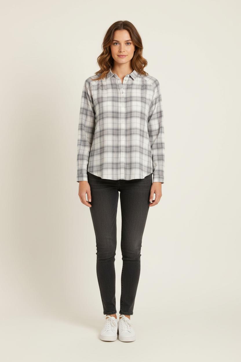 Chemise À Carreaux Beige et Gris - Taille L/40 de la marque IKKS | PARAD81926 - Vendu par Paradigme - Image 1