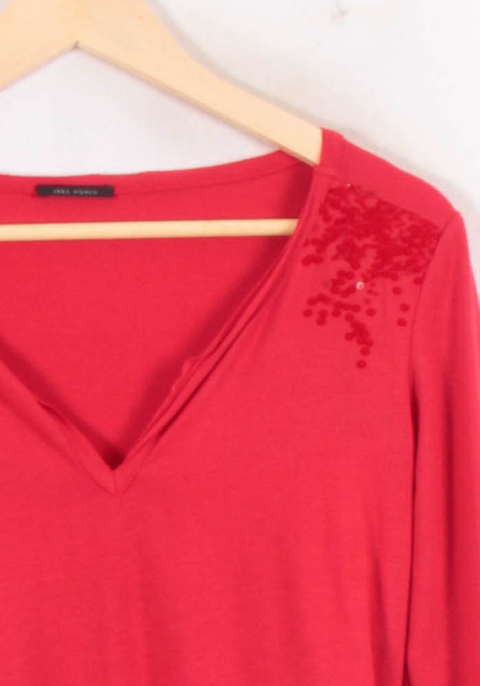 Tee-shirt Manches Longues Rouge - Taille XS/34 de la marque IKKS | PARAD81940 - Vendu par Paradigme - Image 3