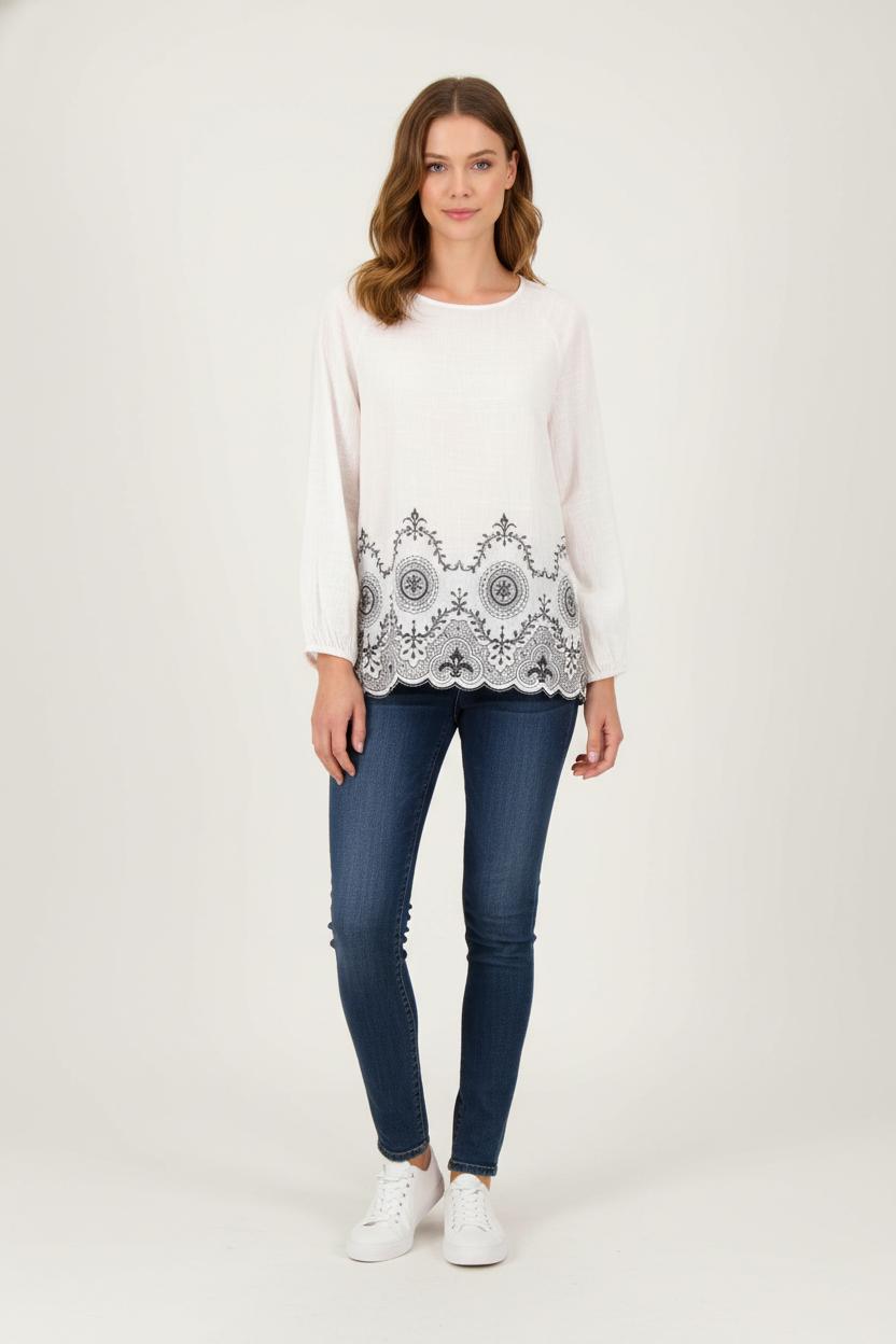 Blouse Blanche et Noire - Taille M/38 de la marque La Fée Maraboutée | PARAD81951 - Vendu par Paradigme - Image 1