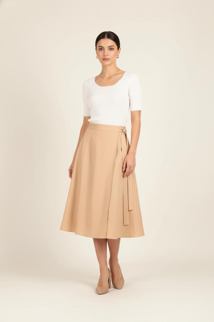 Jupe Midi Beige - Taille XL/42 de la marque Eric Bompard | PARAD82012 - Vendu par Paradigme - Image 1