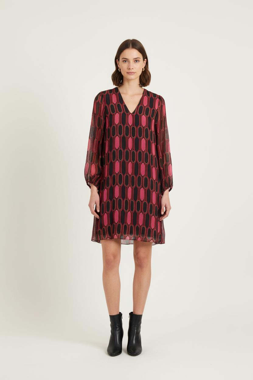 Robe Droite Rose et Noire - Taille M/38 de la marque La Fée Maraboutée | PARAD82018 - Vendu par Paradigme - Image 1