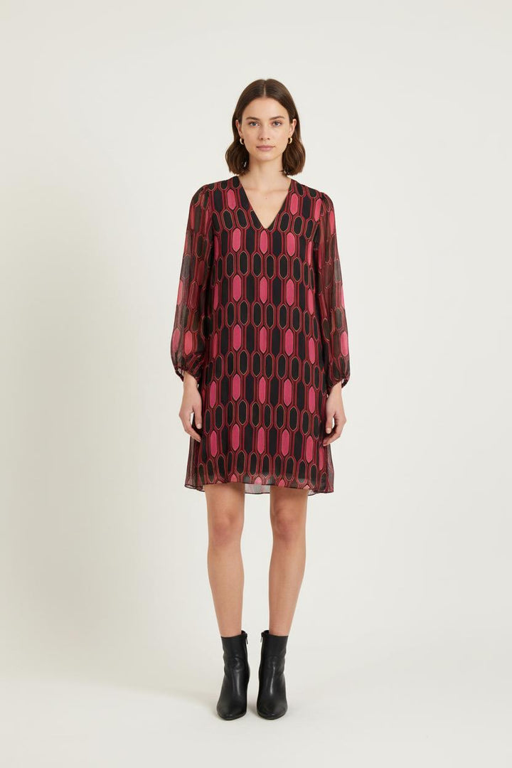 Robe Droite Rose et Noire - Taille M/38 de la marque La Fée Maraboutée | PARAD82018 - Vendu par Paradigme - Image 1