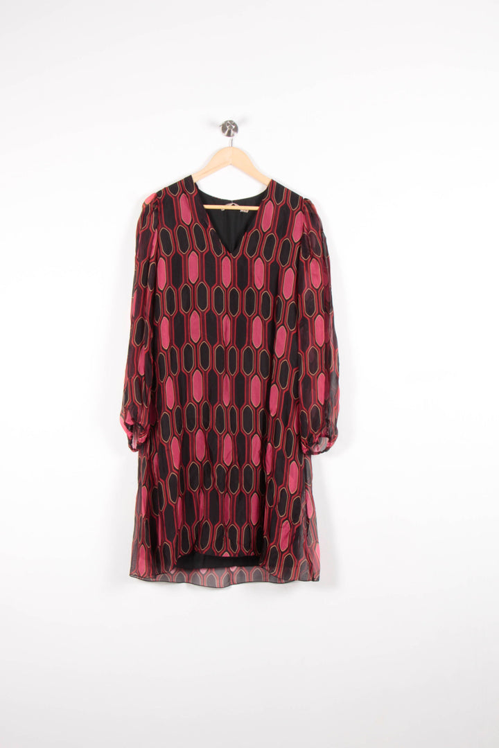 Robe Droite Rose et Noire - Taille M/38 de la marque La Fée Maraboutée | PARAD82018 - Vendu par Paradigme - Image 2