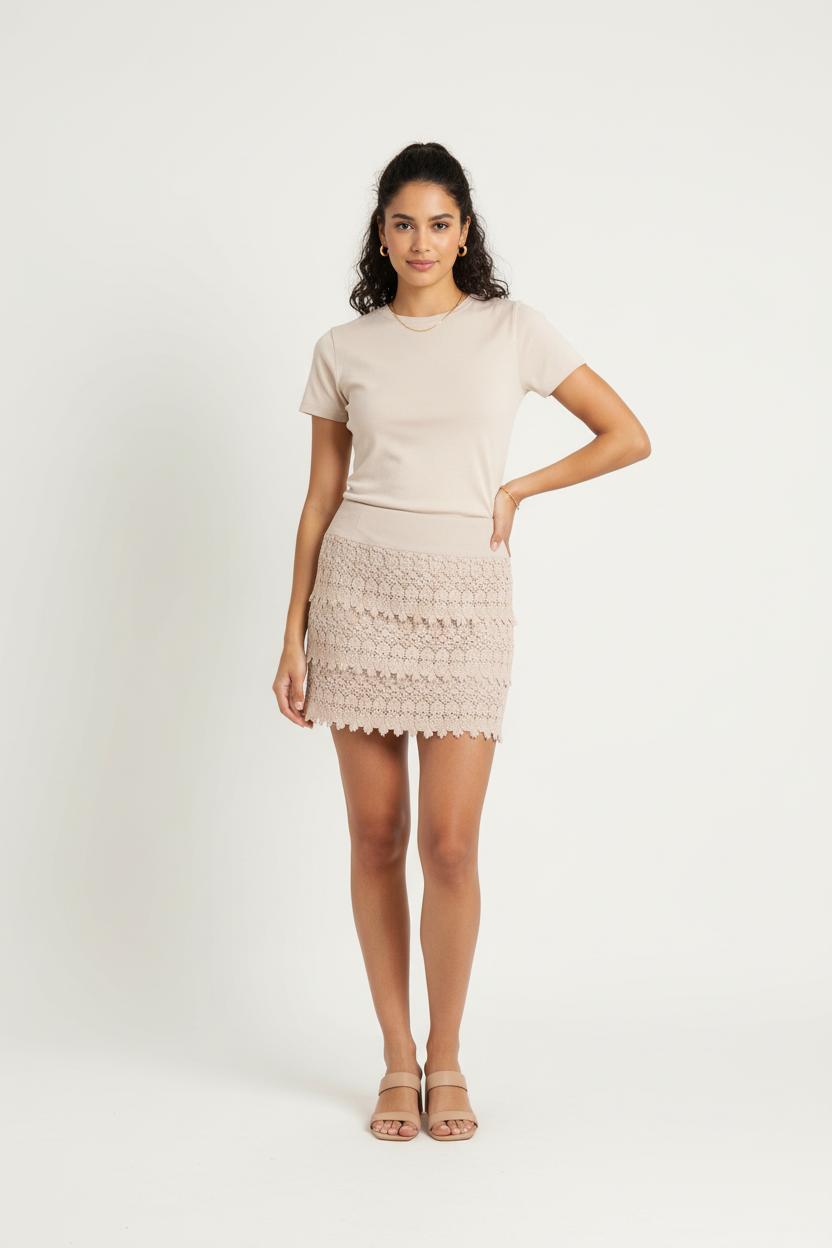 Jupe Dentelle Beige - Taille S/36 de la marque IKKS | PARAD82025 - Vendu par Paradigme - Image 1