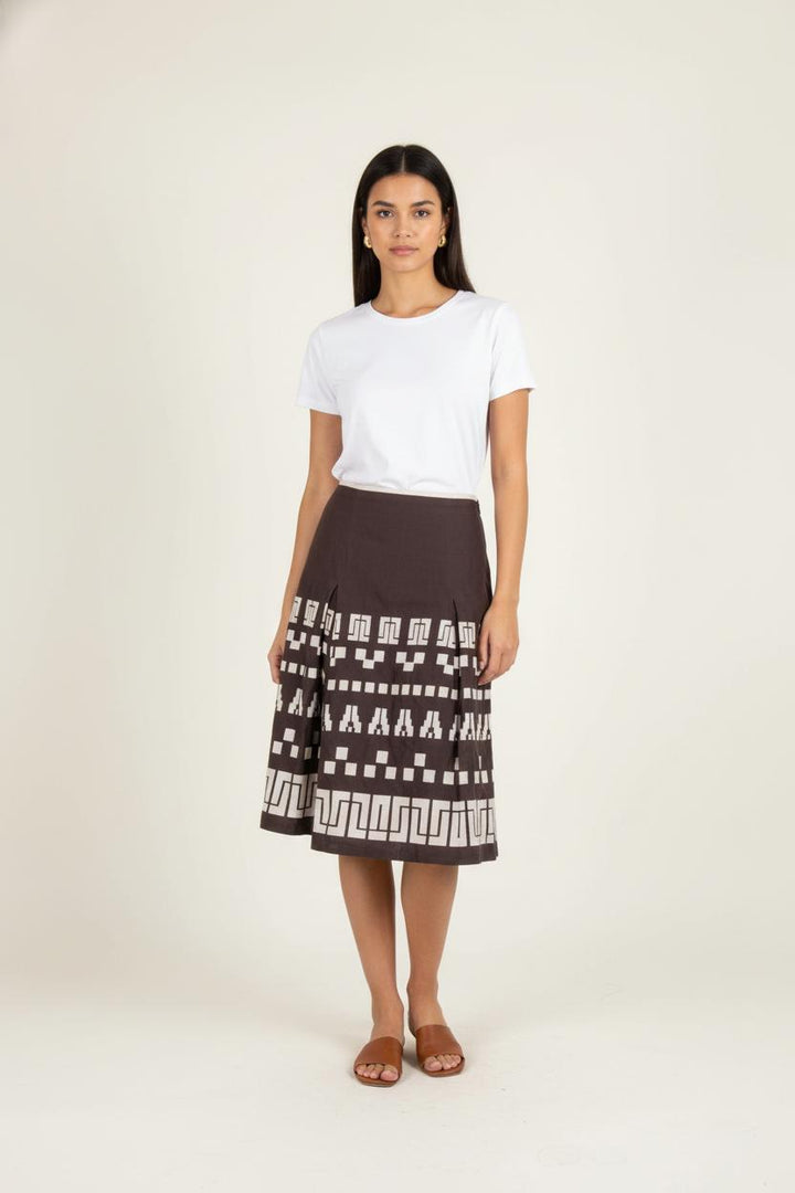 Jupe Midi Grise et Blanche - Taille M/38 de la marque Weekend Max Mara | PARAD82030 - Vendu par Paradigme - Image 1