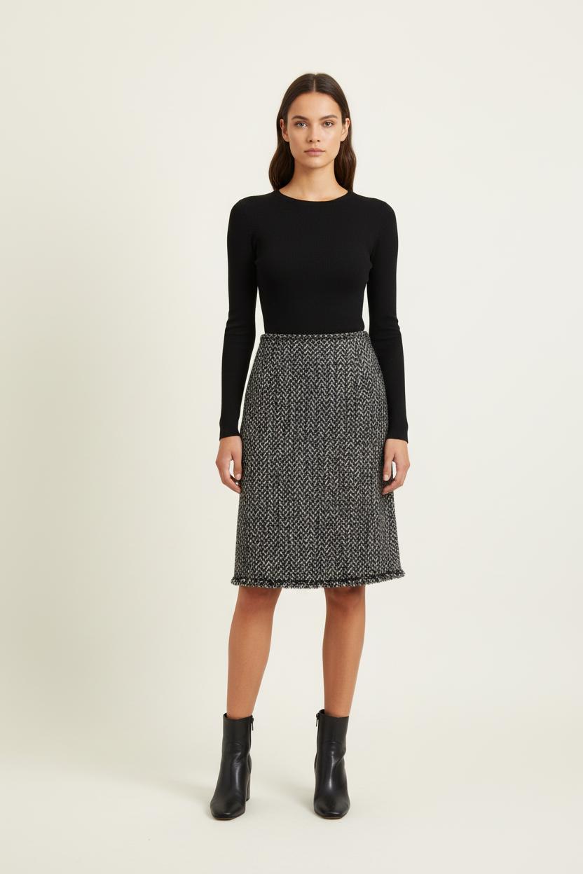 Jupe Droite Noire et Blanche - Taille XXXL/46 de la marque Gerard Darel | PARAD82033 - Vendu par Paradigme - Image 1