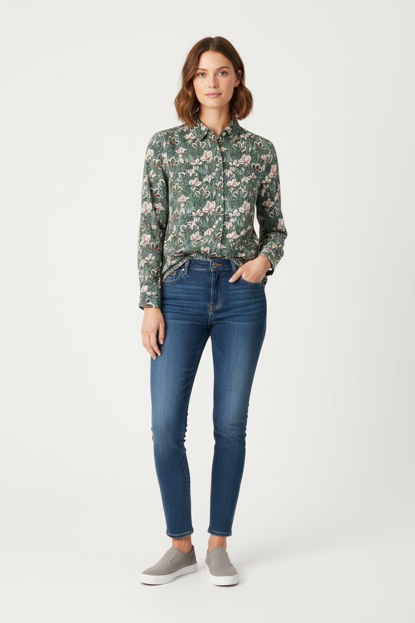 Chemise Verte et Blanche - Taille M/38 de la marque Caroll | PARAD82058 - Vendu par Paradigme - Image 1