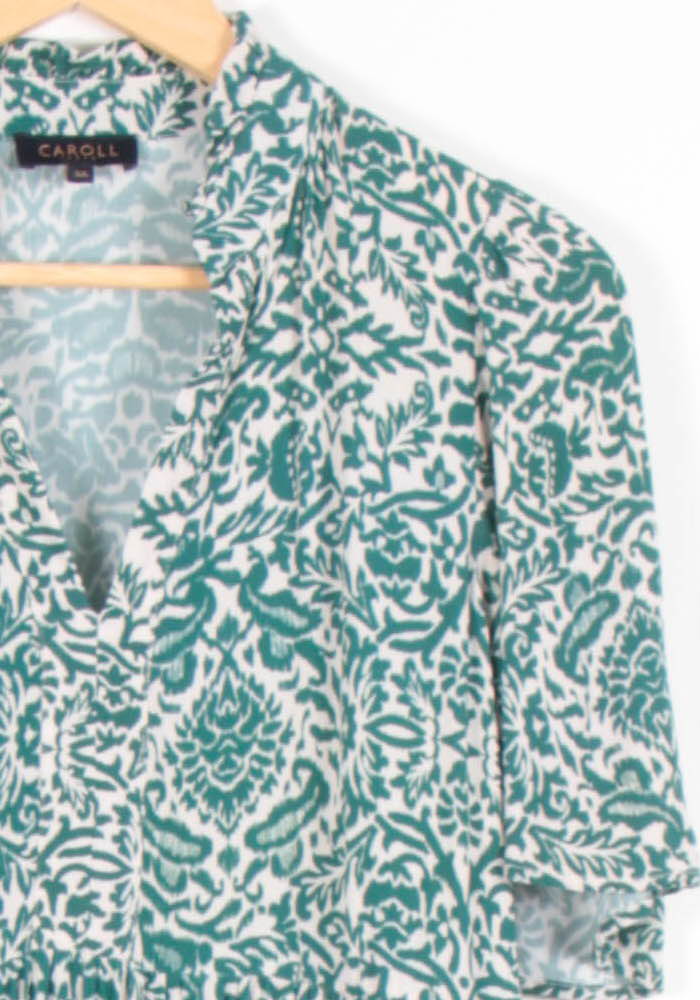 Robe Imprimée Verte et Blanche - Taille S/36 de la marque Caroll | PARAD82108 - Vendu par Paradigme - Image 3