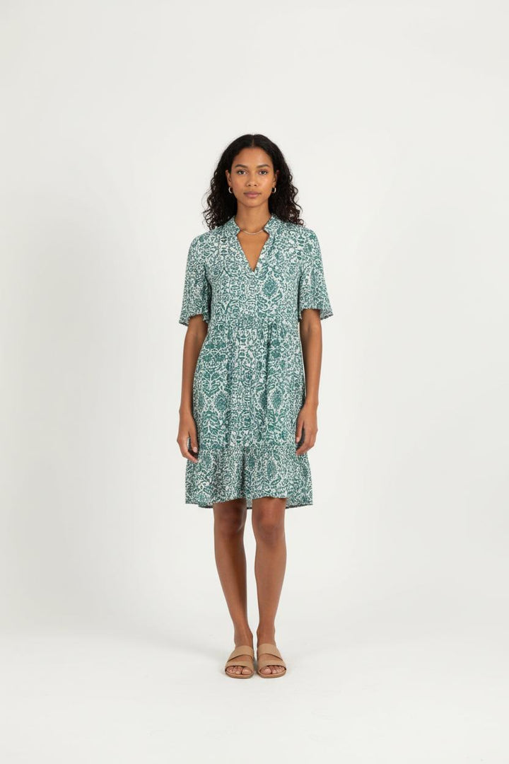 Robe Imprimée Verte et Blanche - Taille S/36 de la marque Caroll | PARAD82108 - Vendu par Paradigme - Image 1