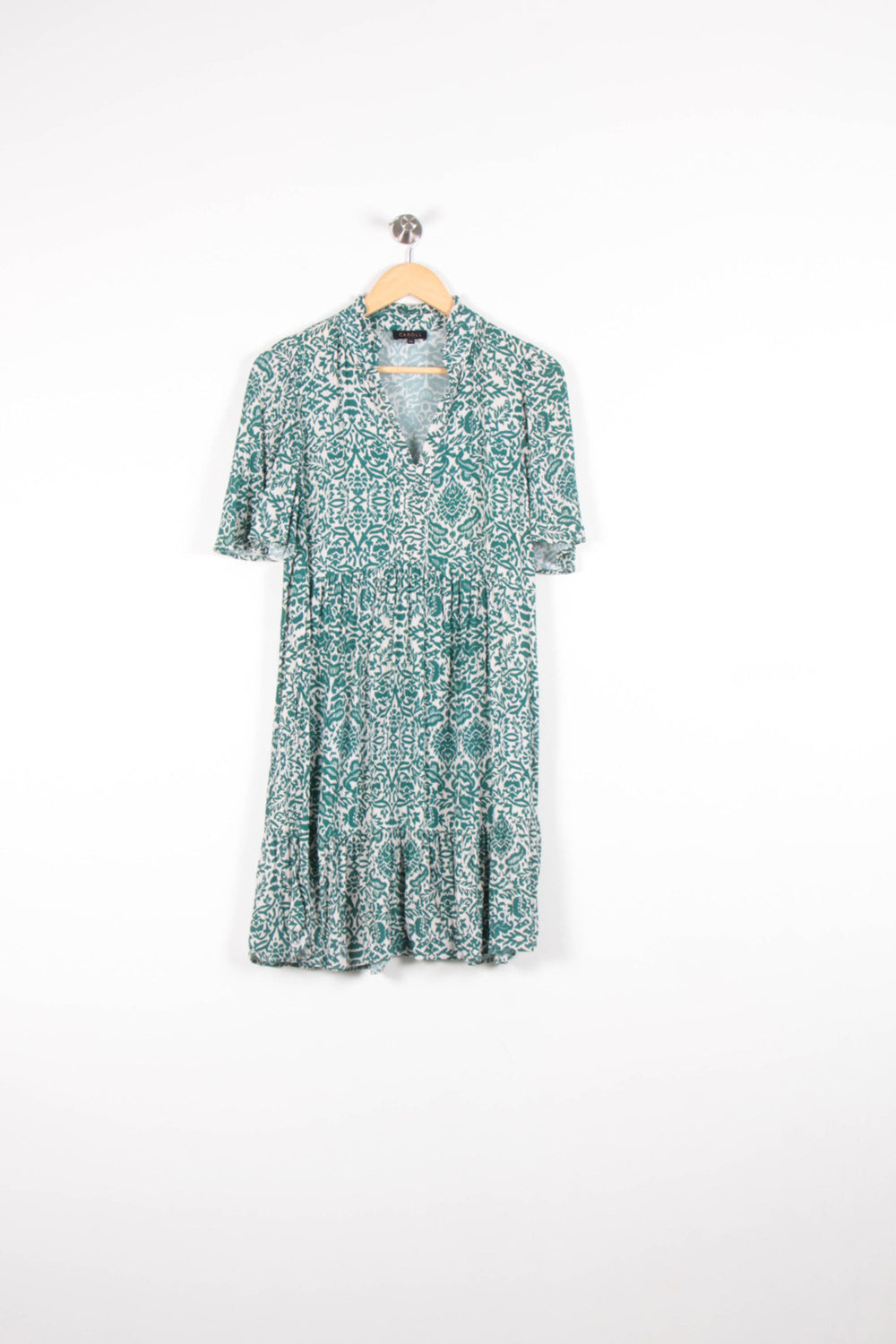 Robe Imprimée Verte et Blanche - Taille S/36 de la marque Caroll | PARAD82108 - Vendu par Paradigme - Image 2