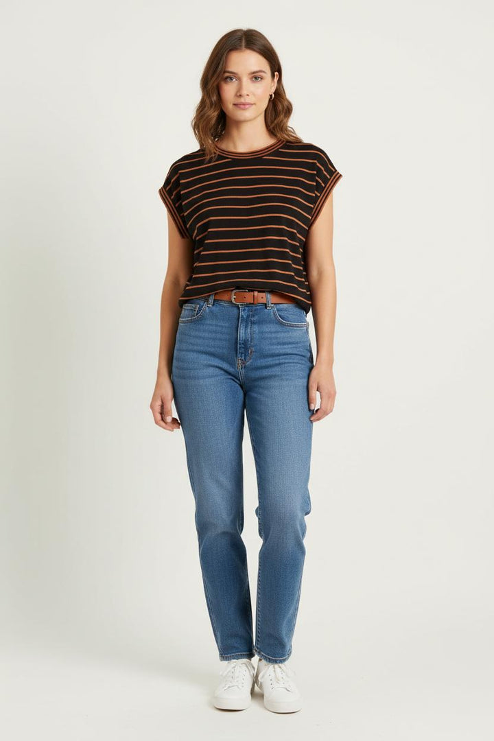 T-shirt Noir et Orange - Taille M/38 de la marque La Fée Maraboutée | PARAD82120 - Vendu par Paradigme - Image 1