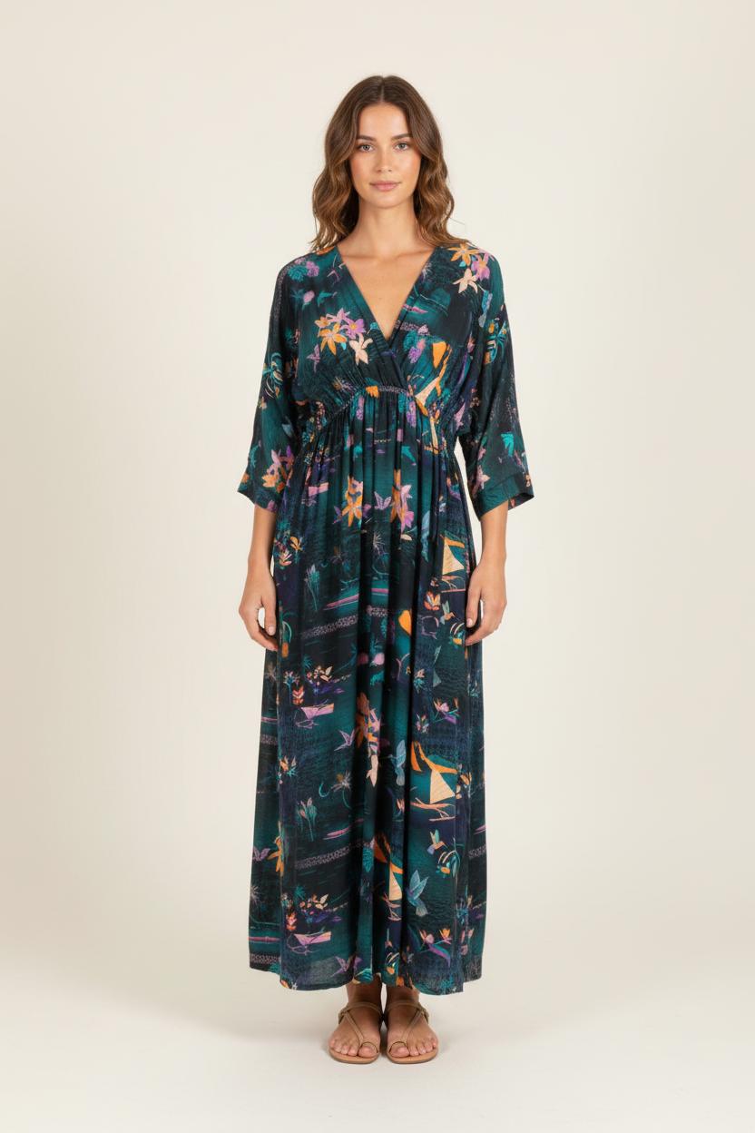 Robe Longue Multicolore - Taille S/36 de la marque La Fée Maraboutée | PARAD82140 - Vendu par Paradigme - Image 1