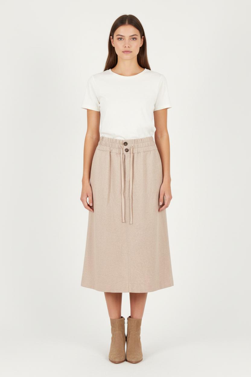 Jupe Midi Beige - Taille XL/42 de la marque La Fée Maraboutée | PARAD82158 - Vendu par Paradigme - Image 1