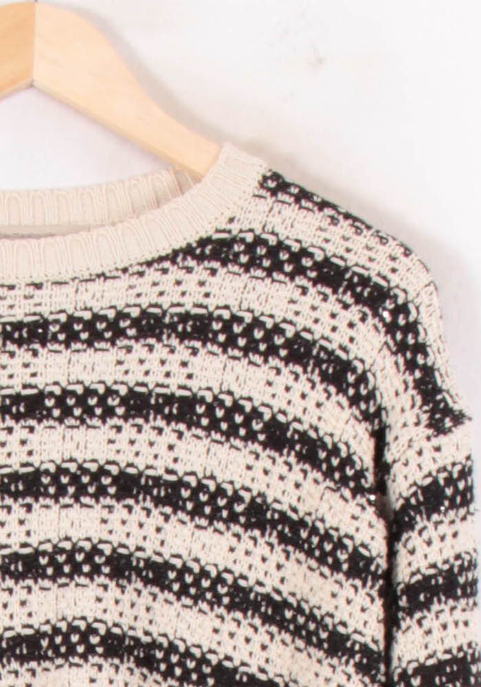 Pull Rayé Beige et Noir - Taille S/36 de la marque La Fée Maraboutée | PARAD82162 - Vendu par Paradigme - Image 3