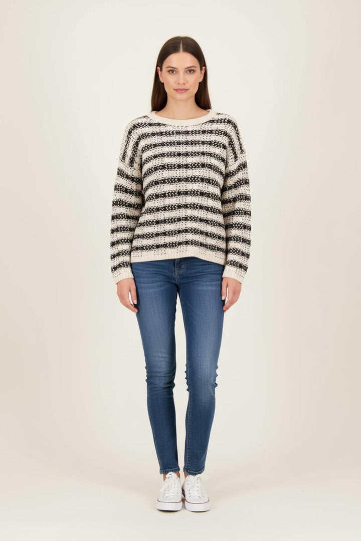 Pull Rayé Beige et Noir - Taille S/36 de la marque La Fée Maraboutée | PARAD82162 - Vendu par Paradigme - Image 1