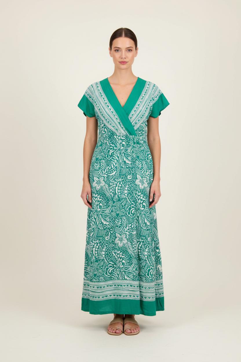 Robe Longue Verte et Blanche - Taille M/38 de la marque La Fée Maraboutée | PARAD82169 - Vendu par Paradigme - Image 1