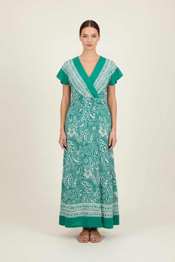 Robe Longue Verte et Blanche - Taille M/38 de la marque La Fée Maraboutée | PARAD82169 - Vendu par Paradigme - Image 1