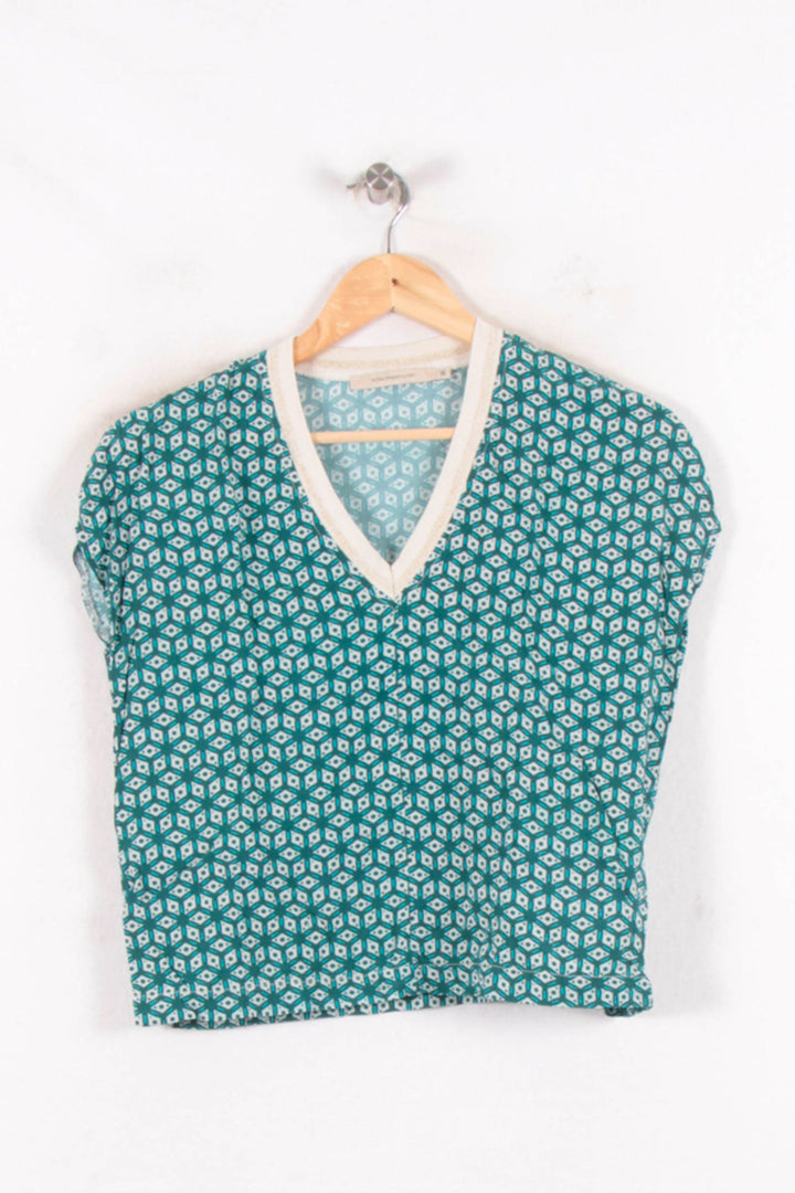 Blouse Verte et Blanche - Taille S/36 de la marque La Fée Maraboutée | PARAD82170 - Vendu par Paradigme - Image 2