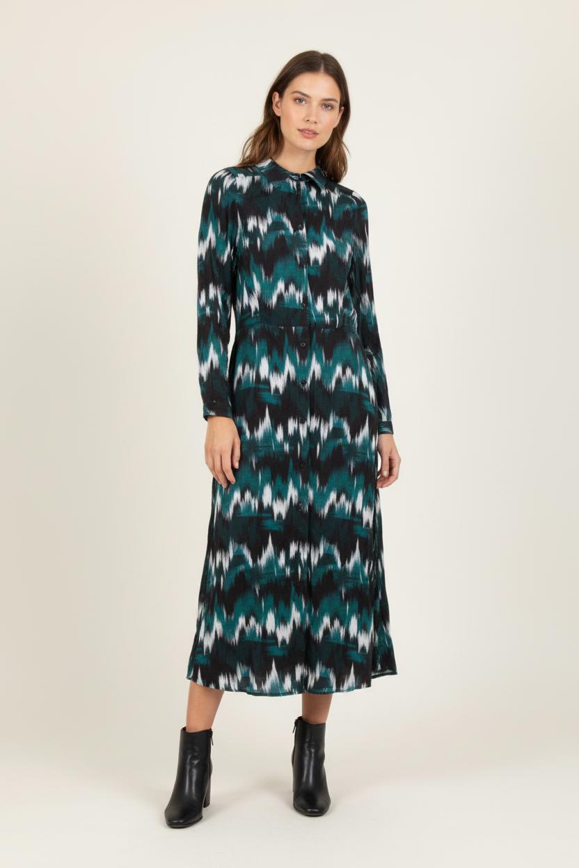 Robe Longue Verte et Noire - Taille S/36 de la marque La Fée Maraboutée | PARAD82171 - Vendu par Paradigme - Image 1