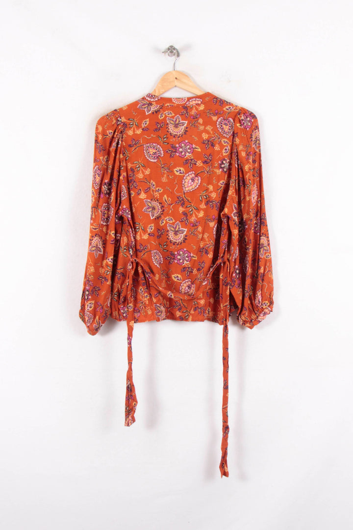 Blouse Fleurie Orange - Taille S/36 de la marque La Fée Maraboutée | PARAD82174 - Vendu par Paradigme - Image 4