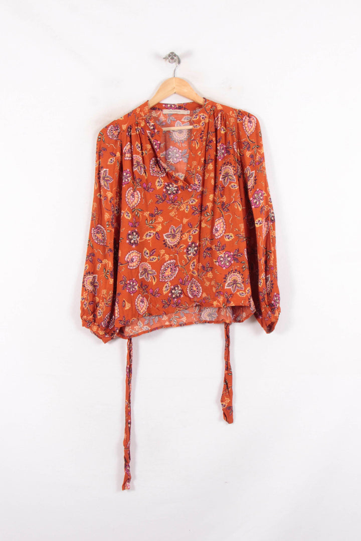 Blouse Fleurie Orange - Taille S/36 de la marque La Fée Maraboutée | PARAD82174 - Vendu par Paradigme - Image 2
