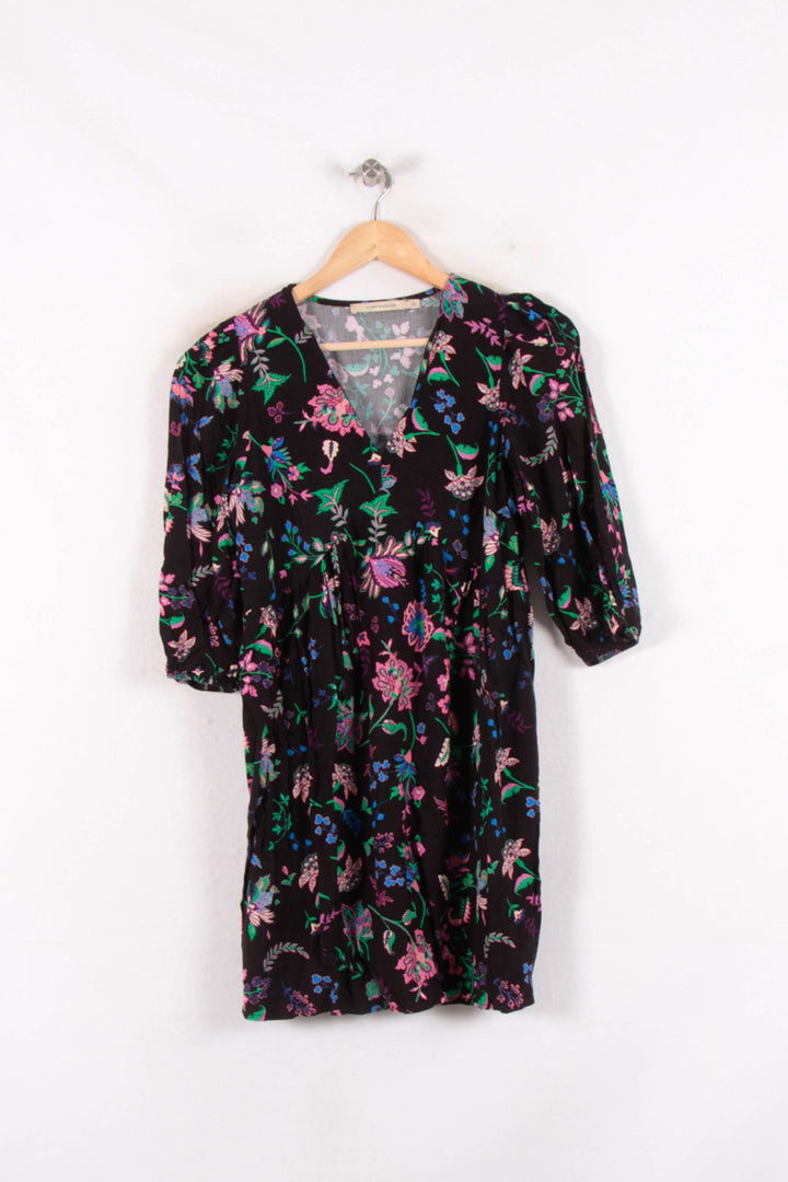 Robe Fleurie Noire et Multicolore - Taille S/36 de la marque La Fée Maraboutée | PARAD82176 - Vendu par Paradigme - Image 2