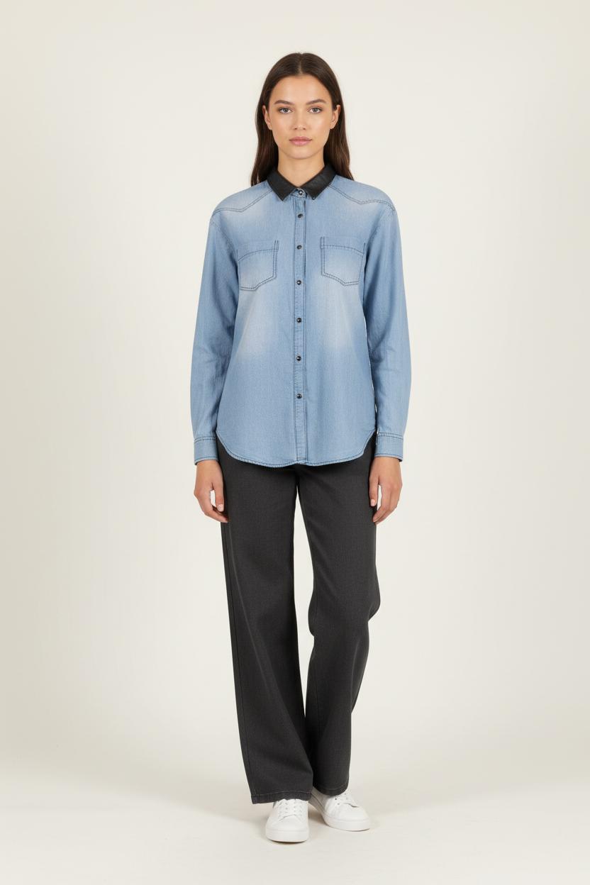 Chemise Bleu et Noir - Taille S/36 de la marque Maje | PARAD82208 - Vendu par Paradigme - Image 1