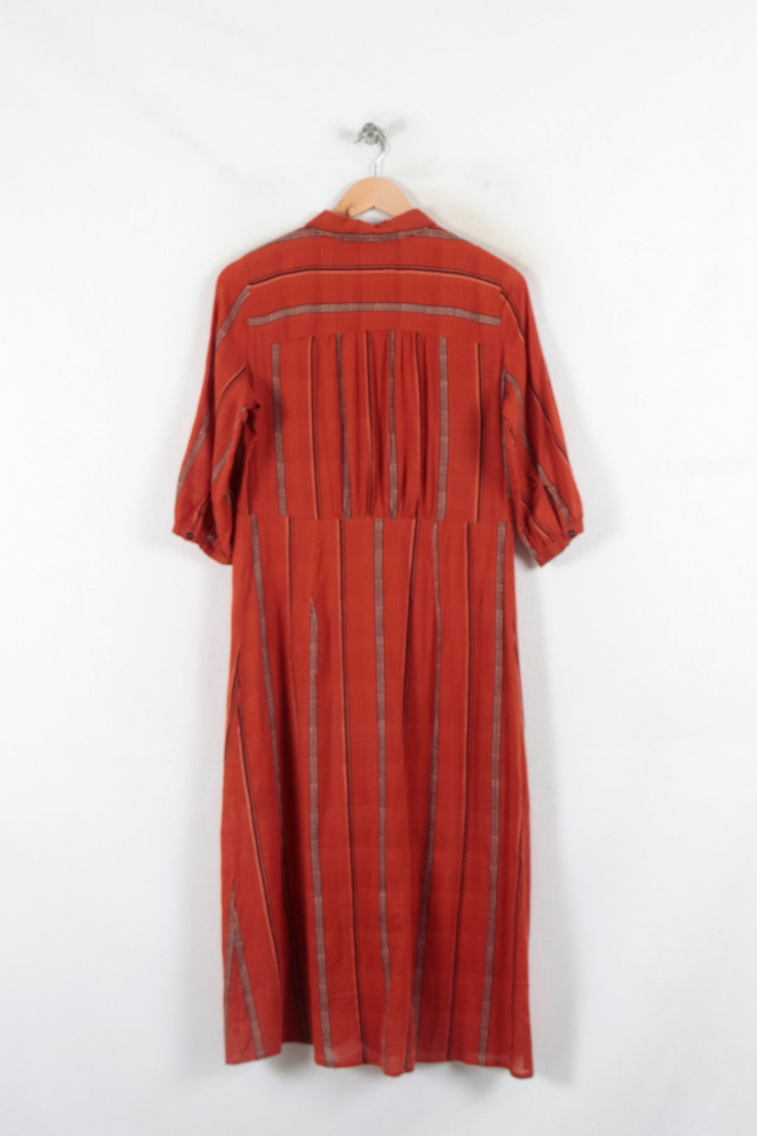 Robe Chemise Longue Rouge et Beige - Taille S/36 de la marque ba&sh | PARAD82214 - Vendu par Paradigme - Image 4