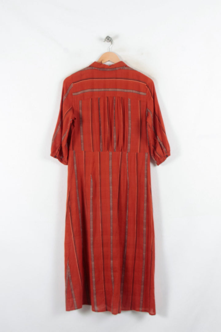 Robe Chemise Longue Rouge et Beige - Taille S/36 de la marque ba&sh | PARAD82214 - Vendu par Paradigme - Image 4