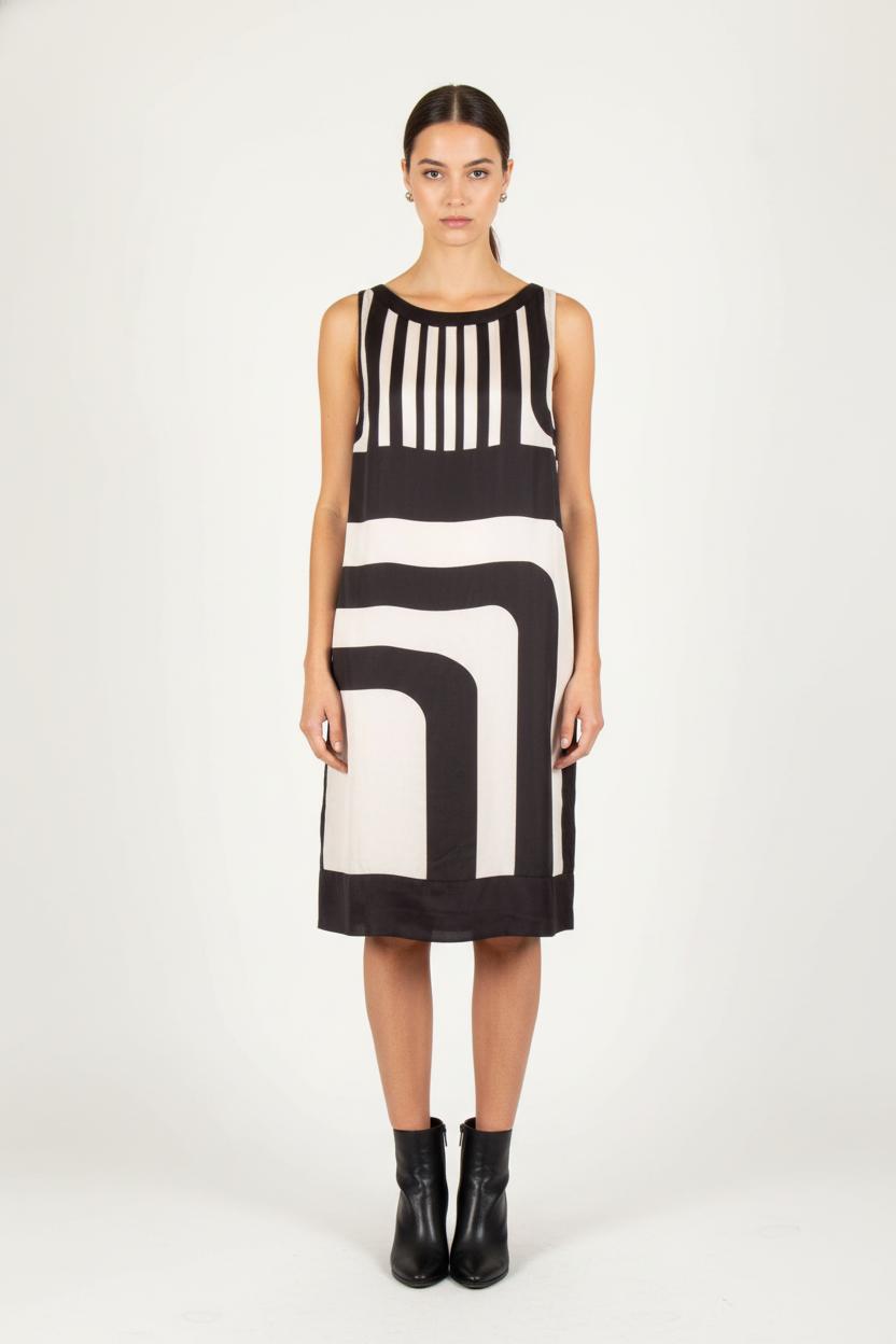 Robe Midi Noire et Blanche - Taille L/40 de la marque Derhy | PARAD82245 - Vendu par Paradigme - Image 1