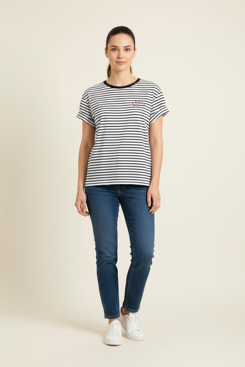 Marinière Blanche et Noire - Taille M/38 de la marque IKKS | PARAD82303 - Vendu par Paradigme - Image 1