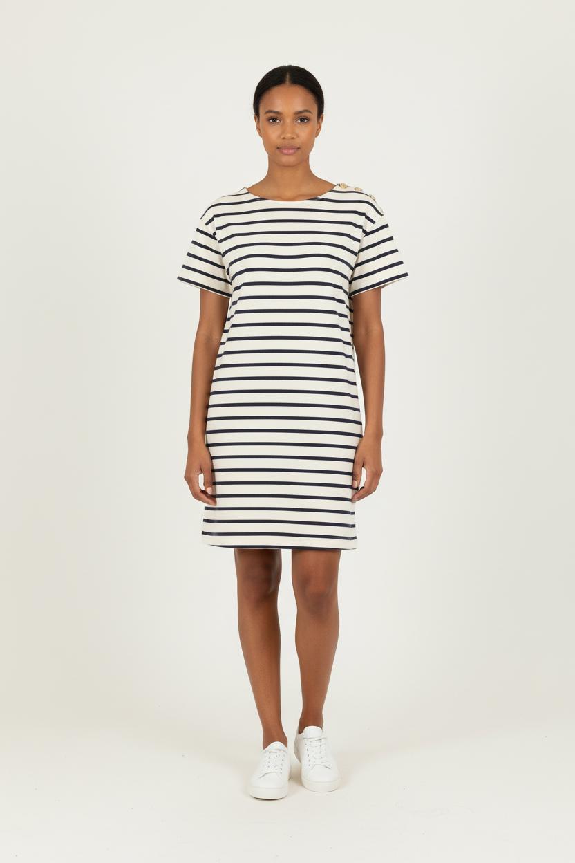 Robe Marinière Blanche et Marine - Taille S/36 de la marque Sézane | PARAD82319 - Vendu par Paradigme - Image 1