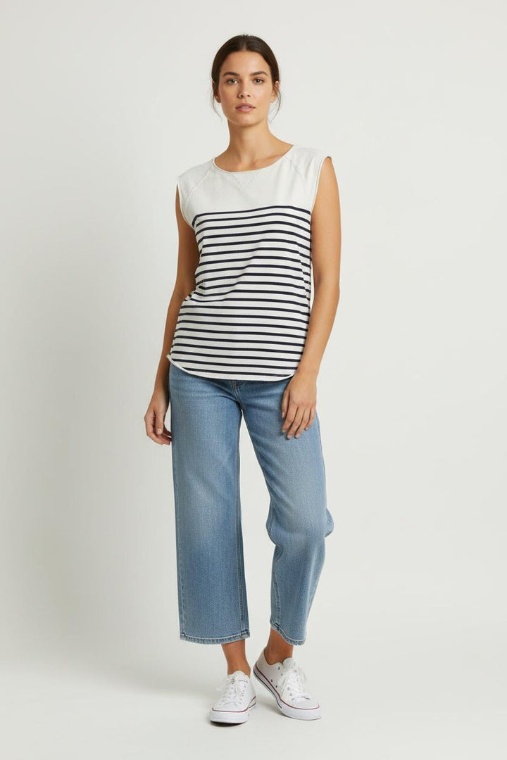 Débardeur Blanc et Bleu Marine - Taille S/36 de la marque Comptoir des Cotonniers | PARAD82336 - Vendu par Paradigme - Image 1