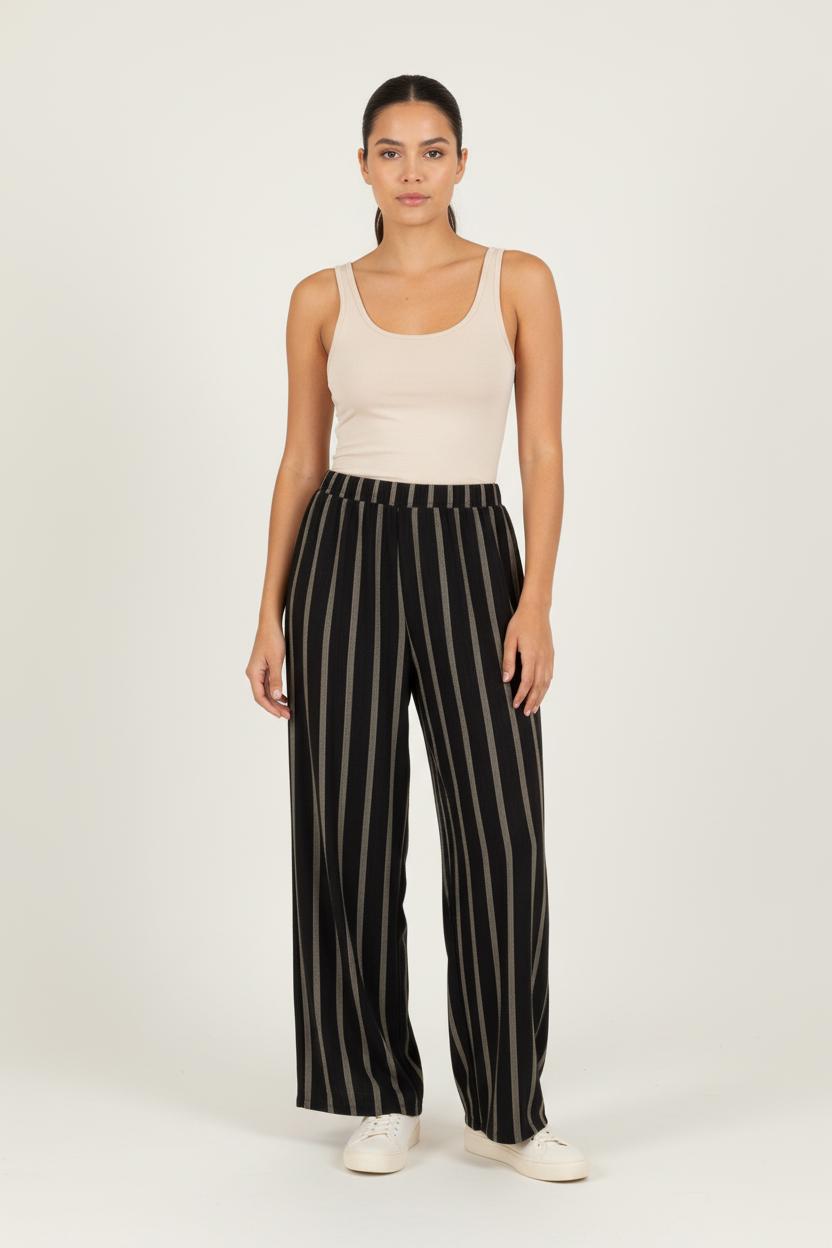 Pantalon Large Noir et Beige - Taille XS/34 de la marque La Fée Maraboutée | PARAD82385 - Vendu par Paradigme - Image 1