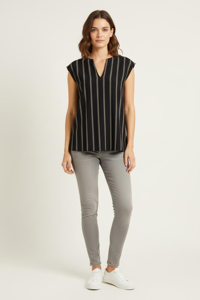 Blouse Noire et Beige - Taille S/36 de la marque La Fée Maraboutée | PARAD82386 - Vendu par Paradigme - Image 1